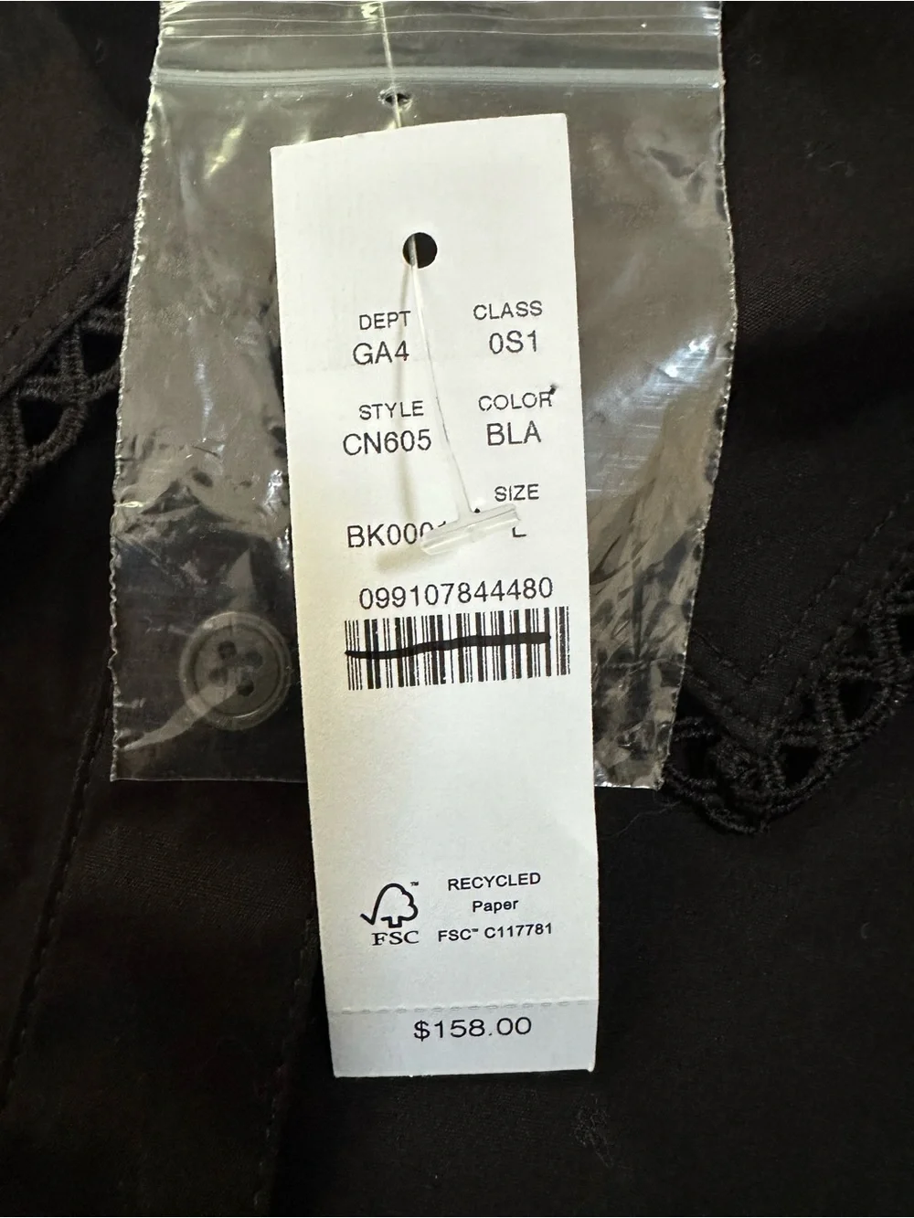 NWT J.Crew Black Cotton Dress- Large